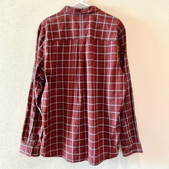 TOAD&CO Organic Cotton Wash & Wear red plaid button down shirt western men’s XL - Picture 9 of 12